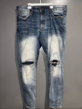 Jordan Craig Distressed Light Blue Straight Jeans